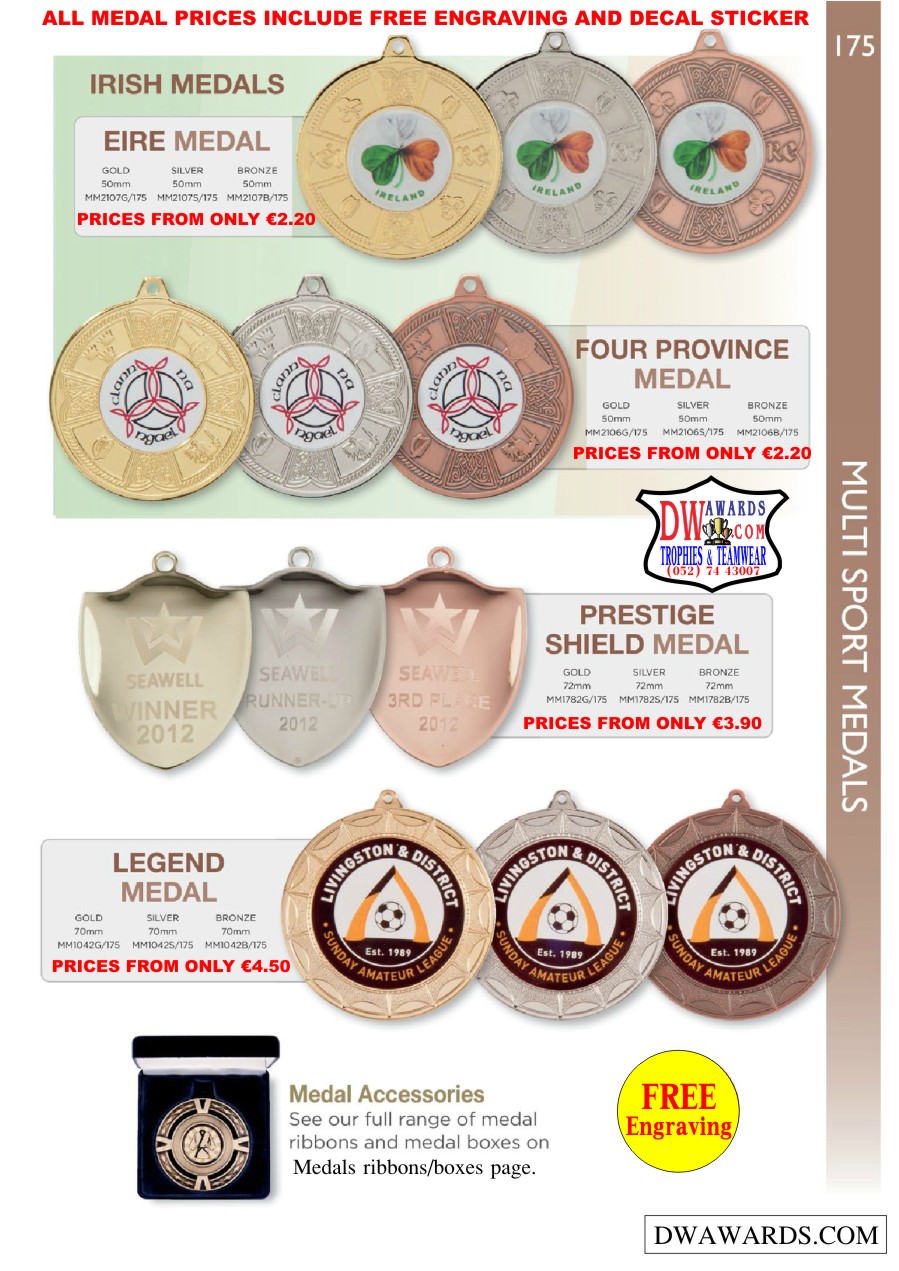 DW Awards Ireland Multi Sport Medals Bespoke Custom Medals Cheap