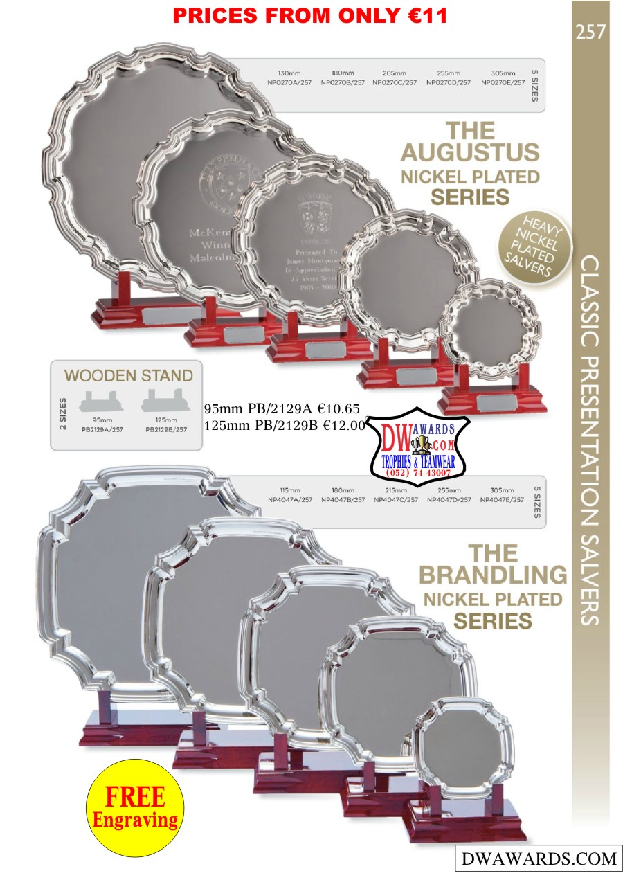 Silver Salvers Silver Plated Trays DW Awards Trophies Medals